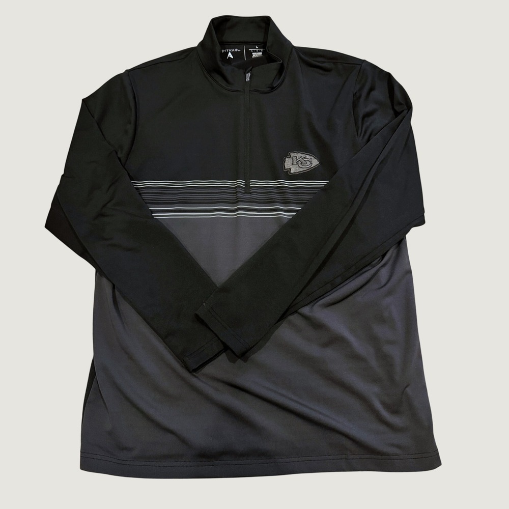 Kansas City Chiefs NFL Quarter Zip Pullover Black Charcoal Large Athleisure